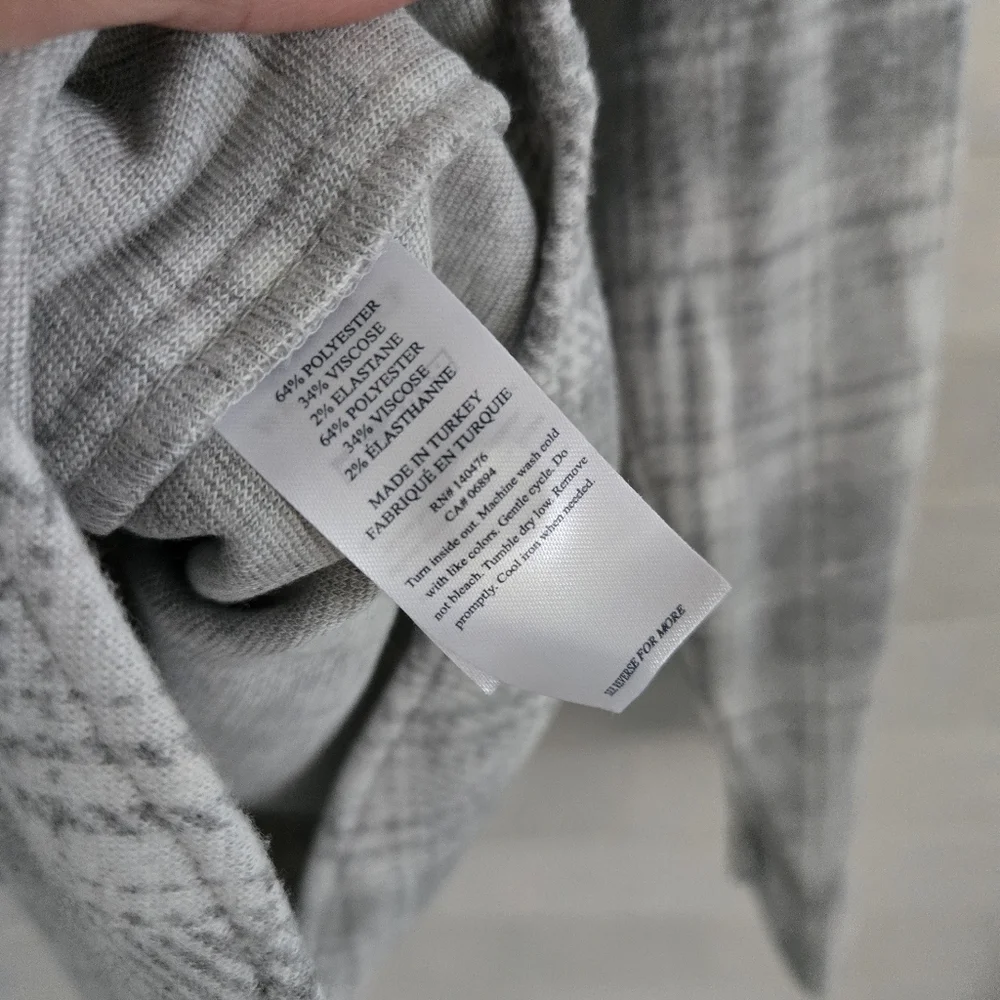 NEW Faherty Legend Sweater Shirt Button-Up Winter Clouds Plaid Gray Cream Med - Picture 6 of 13